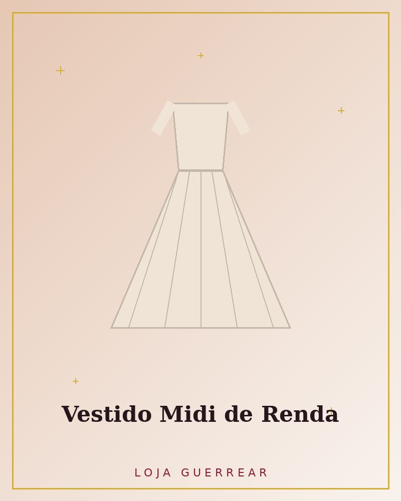Vestido Midi de Renda Creme